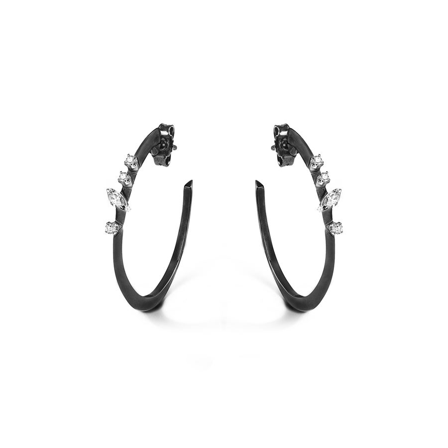 Big size 'Balance' hoop earrings in black gold BALANCE | OR CERCHIO BIGAU9N CT 0,32